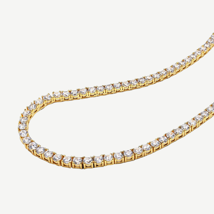 Men's Zircon Tennis Chain Necklace Gold — finished light background #F5F5F3 — source image 2