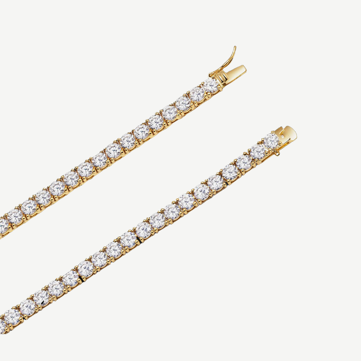 Men's Zircon Tennis Chain Necklace Gold — finished light background #F5F5F3 — source image 3