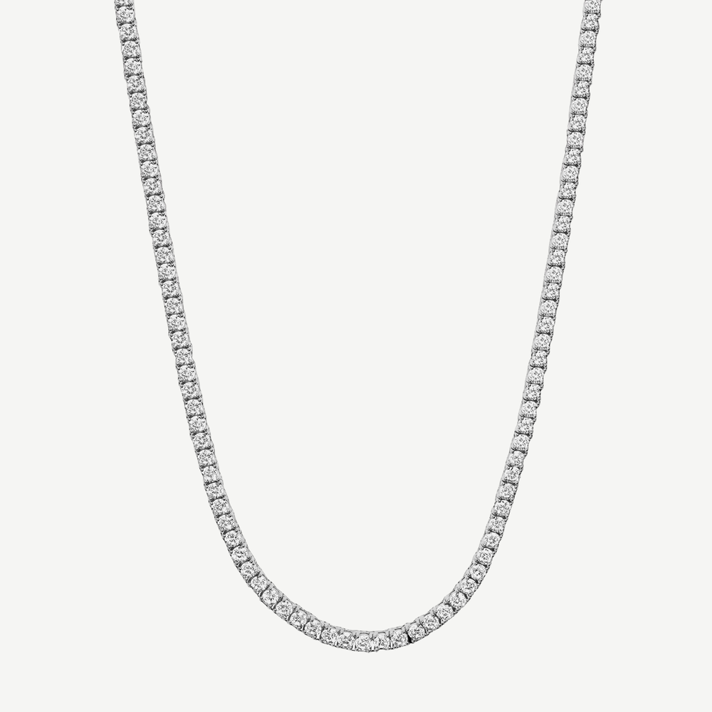 Men's Zircon Tennis Chain Necklace Silver — finished light background #F5F5F3 — source image 1