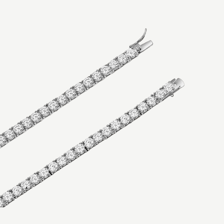 Men's Zircon Tennis Chain Necklace Silver — finished light background #F5F5F3 — source image 4