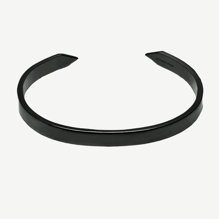 Minimal Men's Flat Cuff Bracelet Black — finished light background #F5F5F3 — source image 1