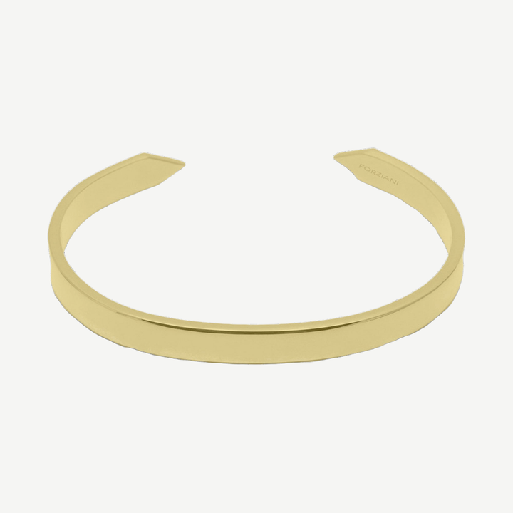 Minimal Men's Flat Cuff Bracelet Gold — finished light background #F5F5F3 — source image 1