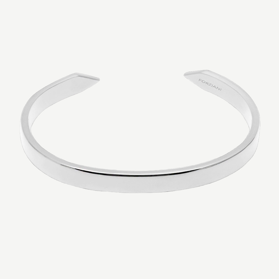 Minimal Men's Flat Cuff Bracelet Silver — finished light background #F5F5F3 — source image 1