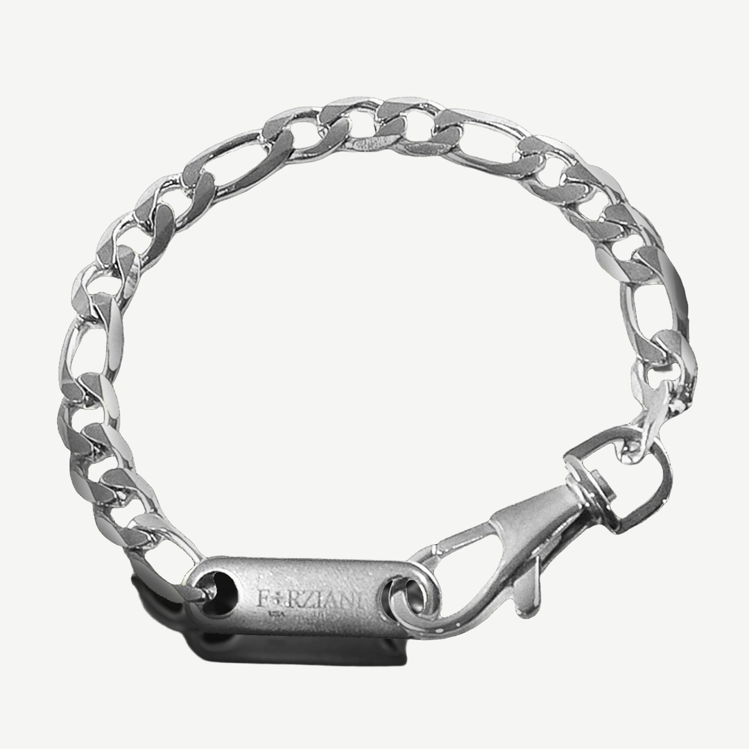 Modern Link Chain Bracelet Silver - 8mm — finished light background #F5F5F3 — source image 1