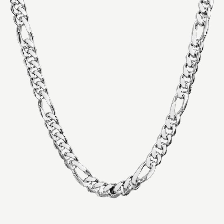 Modern Link Chain Necklace Silver - 8mm — finished light background #F5F5F3 — source image 1