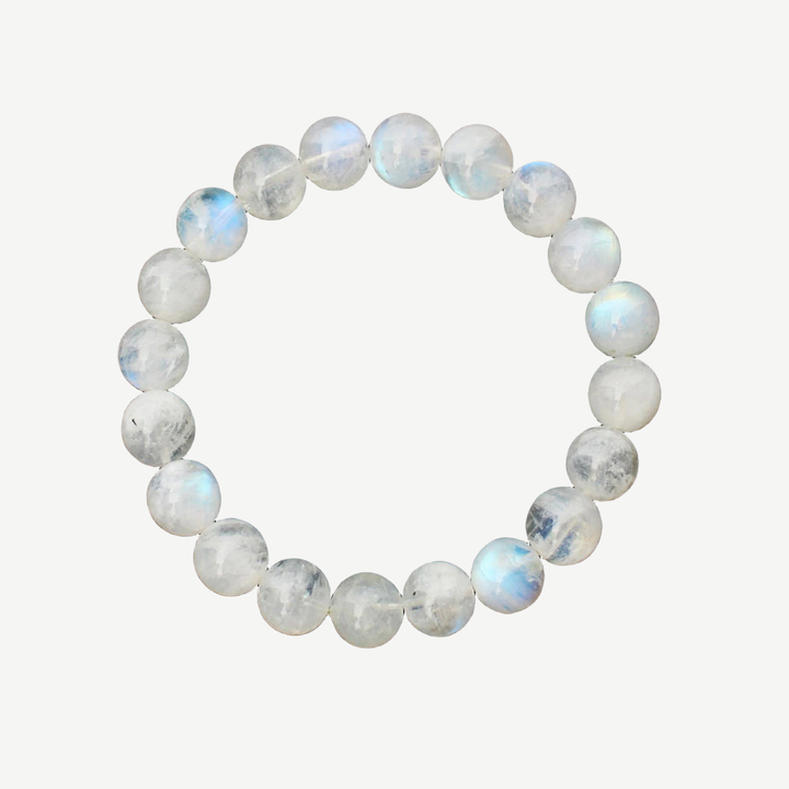 Moonstone Beaded Bracelet for Men, 10mm — finished light background #F5F5F3 — source image 1