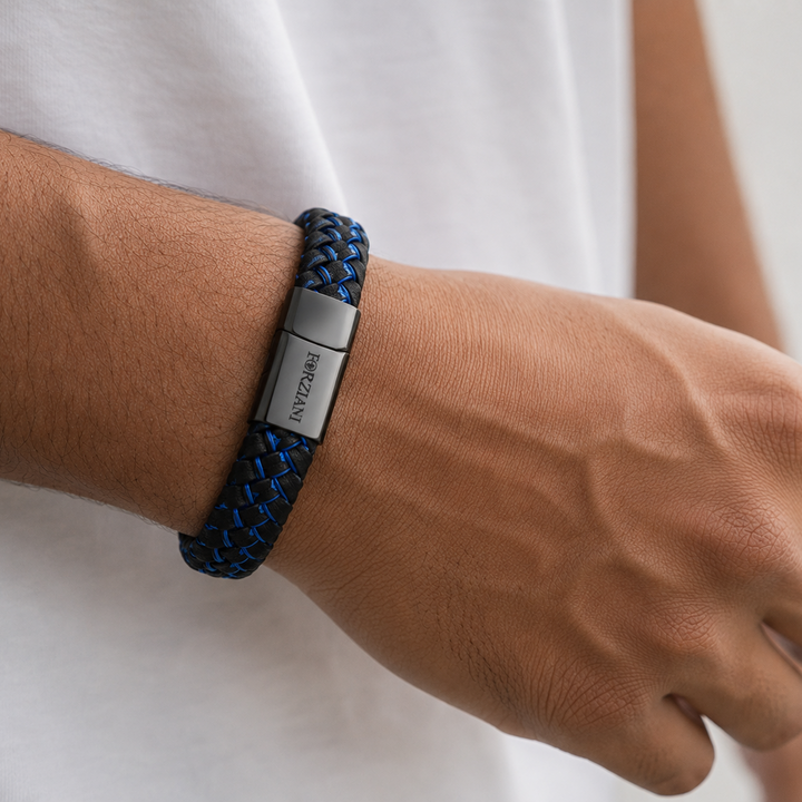 Nitro Blue Woven Leather Bracelet