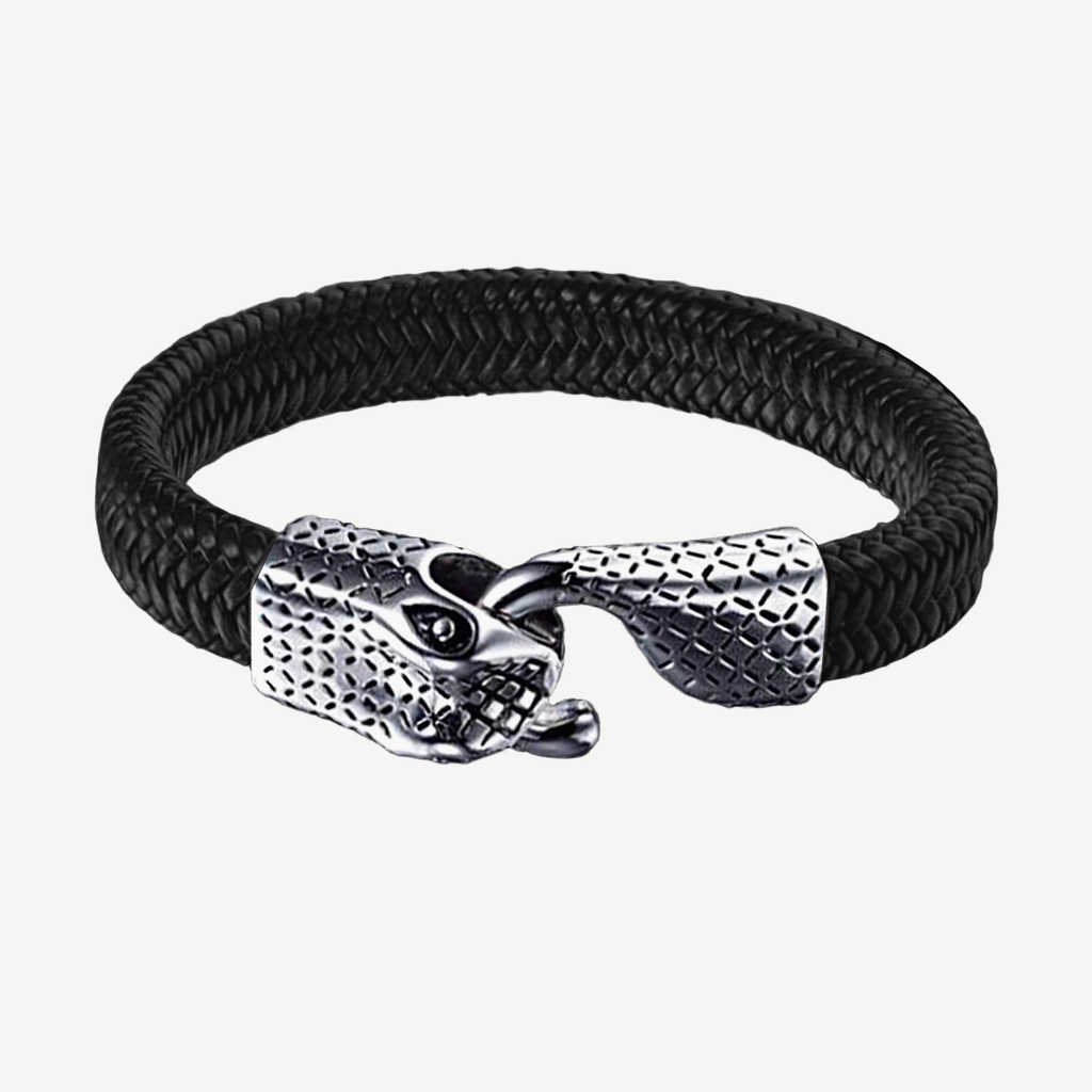 Ouroboros 'Eternity Snake' Leather and Steel Bracelet – Forziani