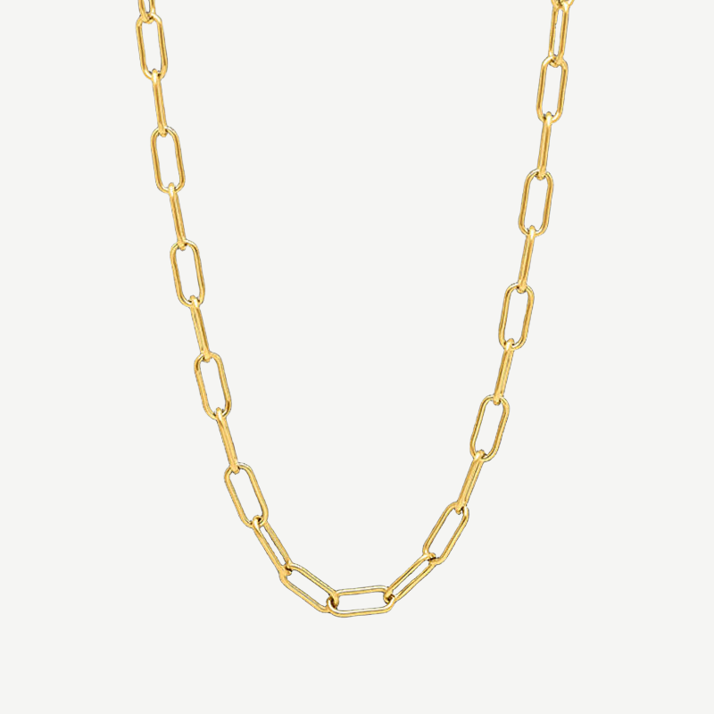 Paper Clip Link Chain Necklace Gold - 6mm — finished light background #F5F5F3 — source image 1