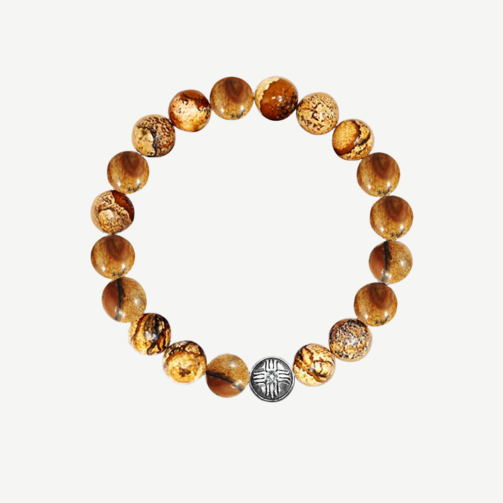Power Beads Bracelet Jasper, 10mm — finished light background #F5F5F3 — source image 1