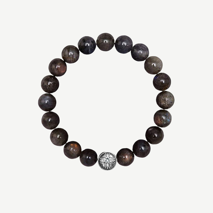 Power Beads Bracelet Labradorite, 10mm — finished light background #F5F5F3 — source image 1