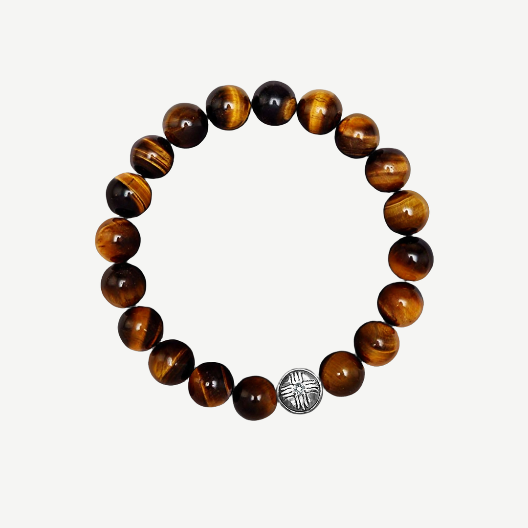 Power Beads Bracelet Tiger's Eye, 10mm — finished light background #F5F5F3 — source image 1