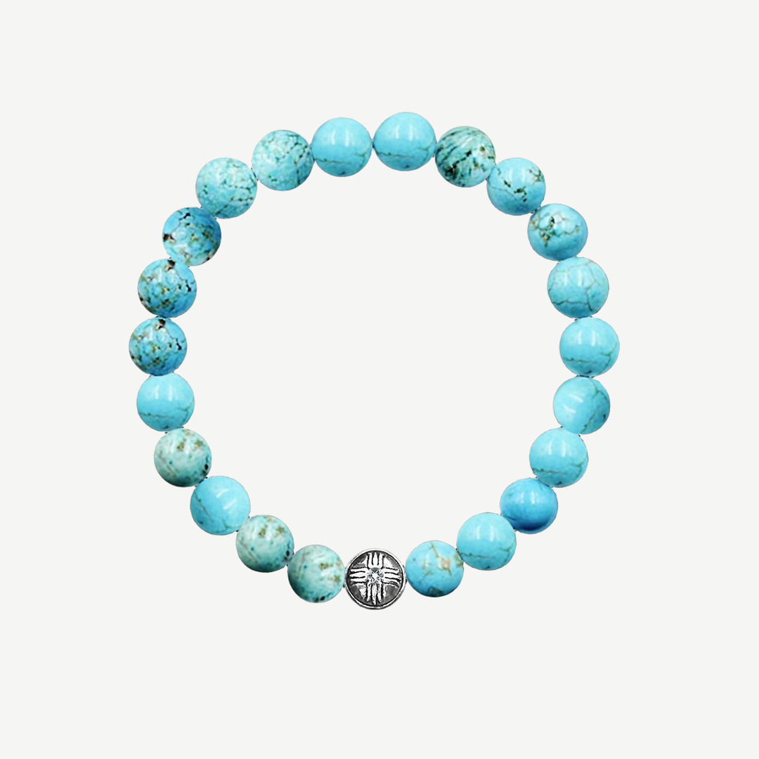 Power Beads Bracelet Turquoise, 10mm — finished light background #F5F5F3 — source image 1