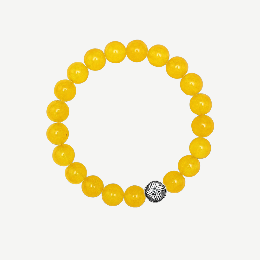 Power Beads Bracelet Yellow Jade, 10mm — finished light background #F5F5F3 — source image 1
