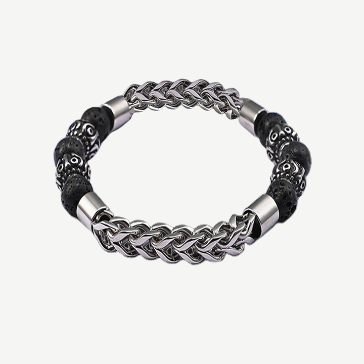 Rebel Steel and Lava Beads Bracelet for Women — finished light background #F5F5F3 — source image 1