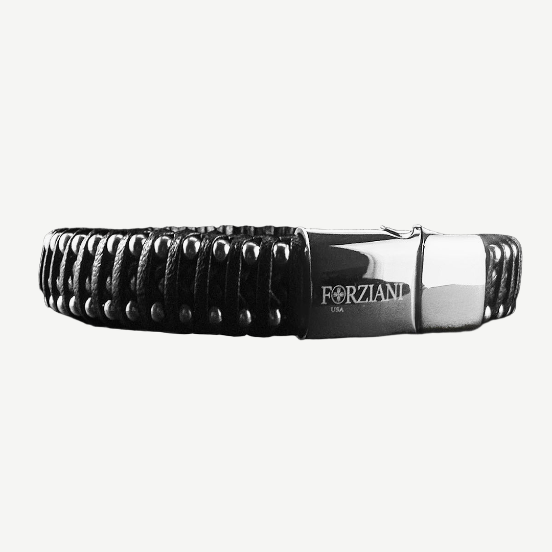 Shield Woven Leather Bracelet — finished light background #F5F5F3 — source image 7