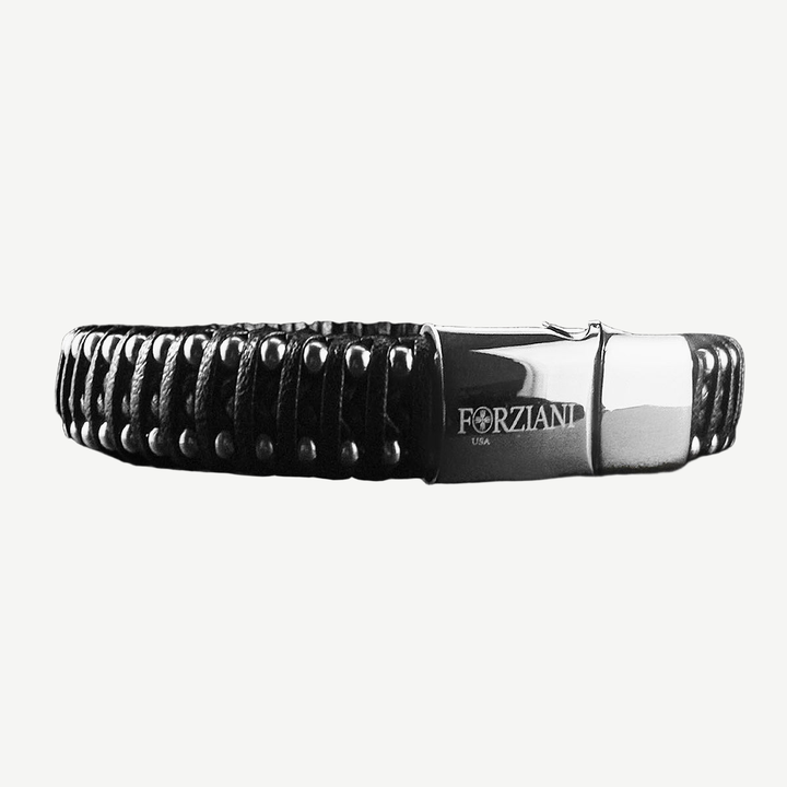Shield Woven Leather Bracelet — finished light background #F5F5F3 — source image 7