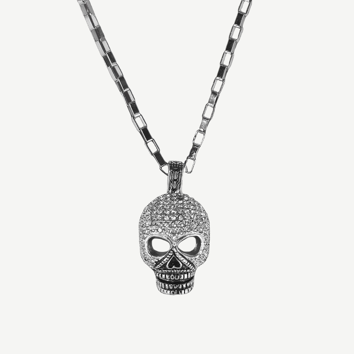 Skull Amulet with Pavé CZ Diamonds — finished light background #F5F5F3 — source image 1