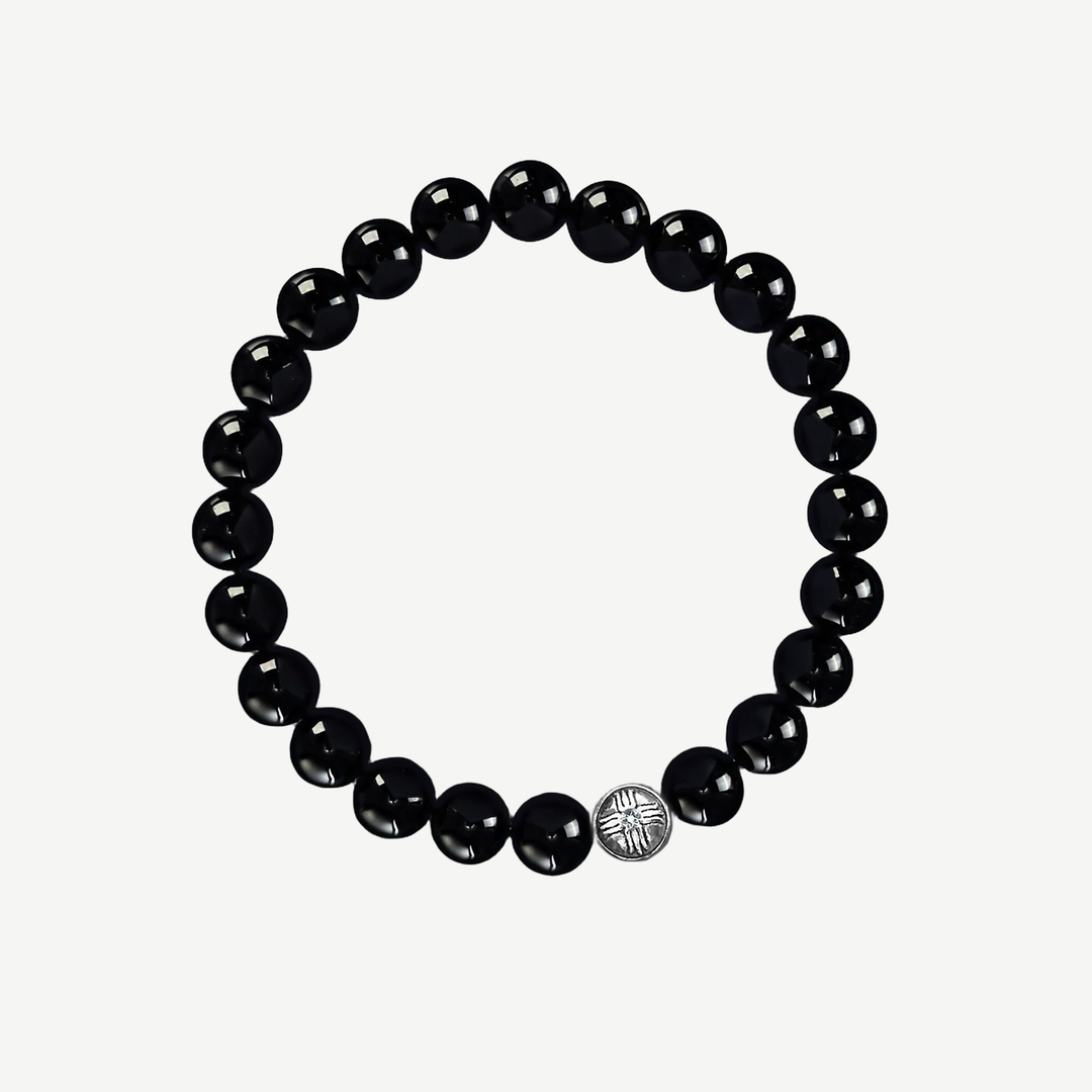 Spiritual Beads Bracelet Black Onyx, 8mm — finished light background #F5F5F3 — source image 1