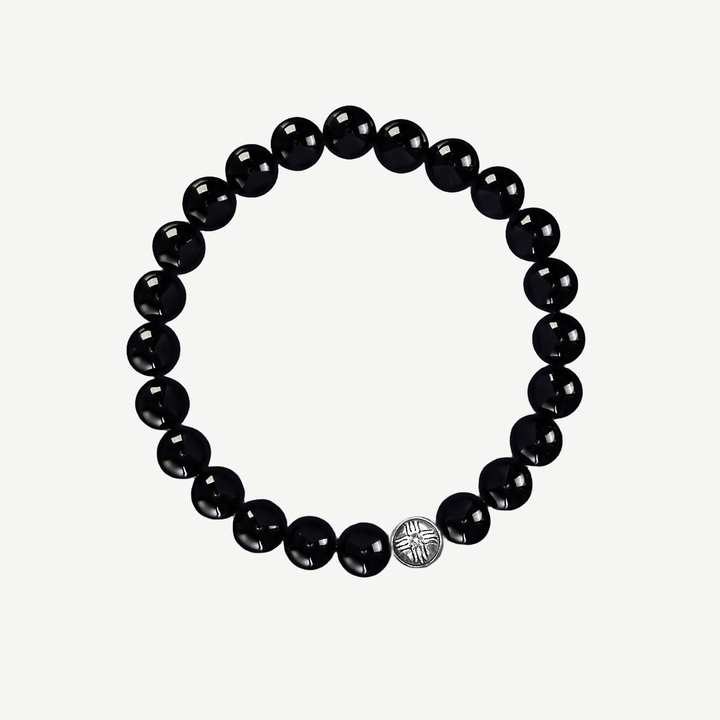 Spiritual Beads Bracelet Black Onyx, 8mm — finished light background #F5F5F3 — source image 1