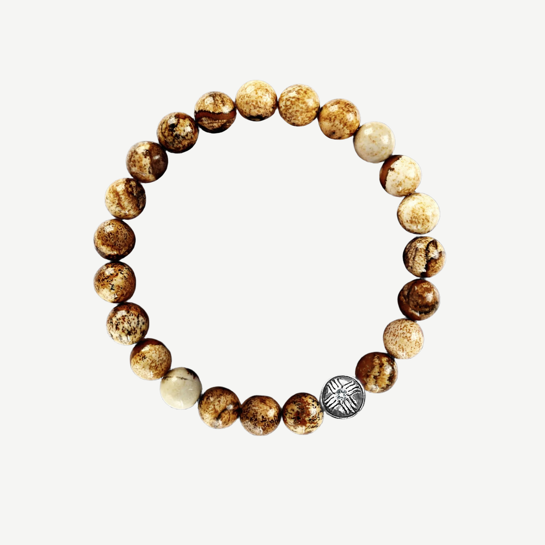 Spiritual Beads Bracelet Jasper, 8mm — finished light background #F5F5F3 — source image 1