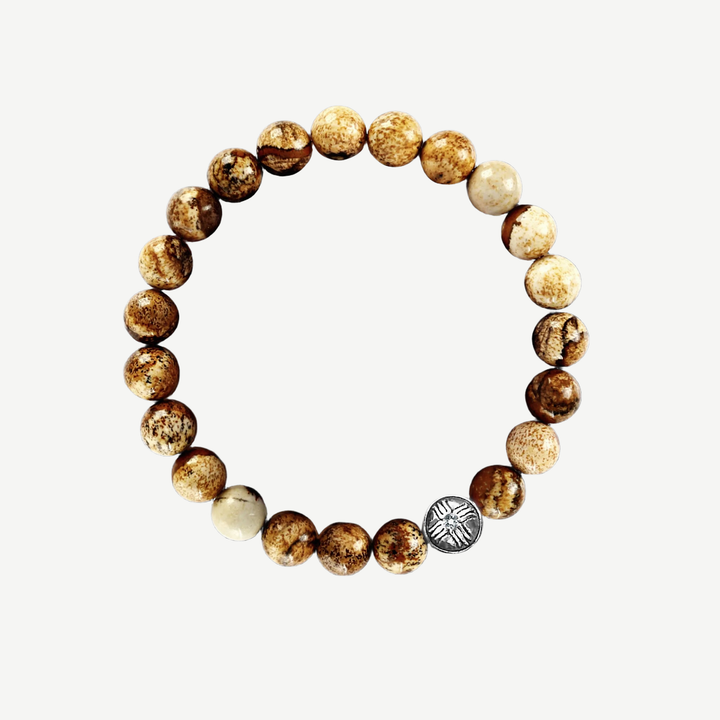 Spiritual Beads Bracelet Jasper, 8mm — finished light background #F5F5F3 — source image 1
