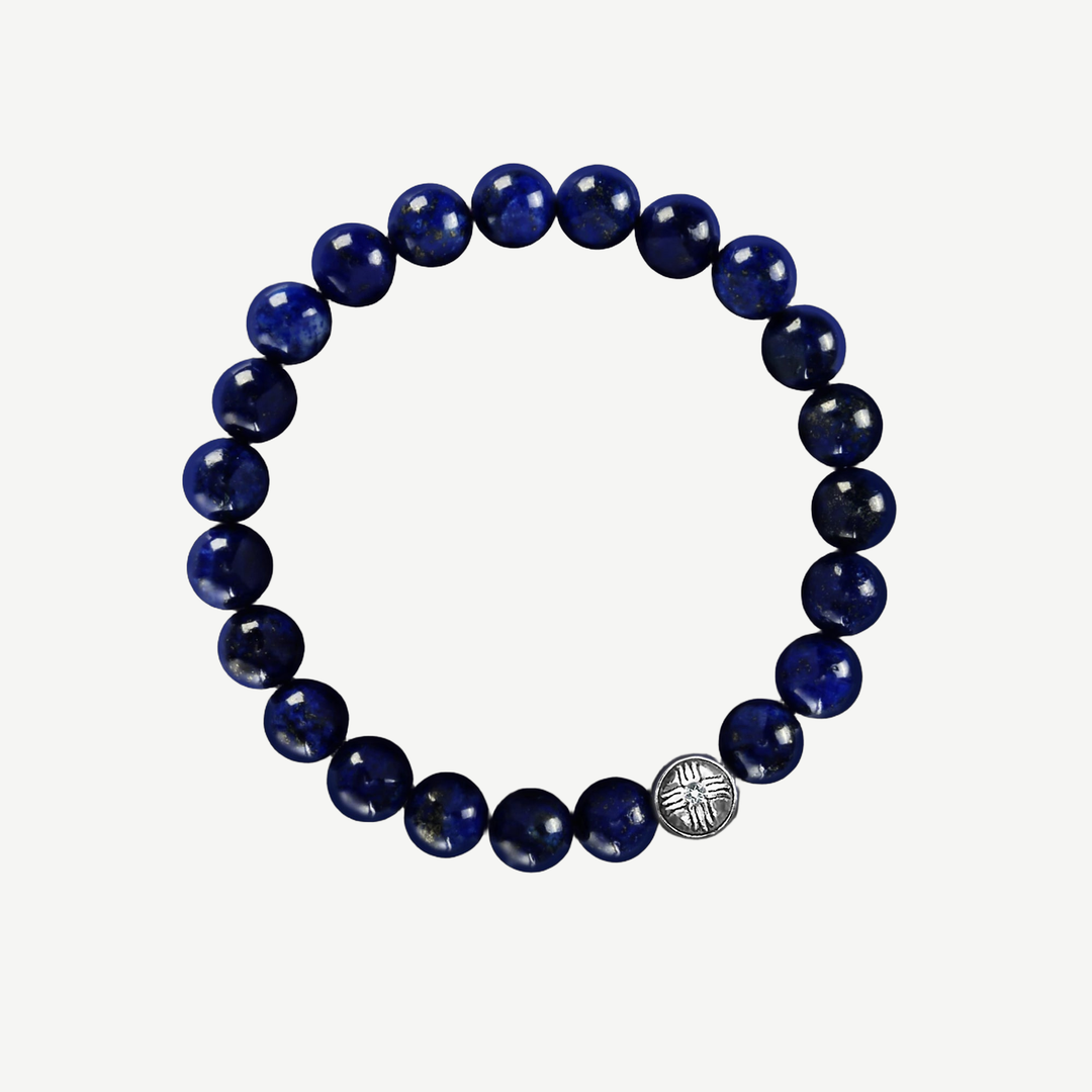 Spiritual Beads Bracelet Lapis, 8mm — finished light background #F5F5F3 — source image 1