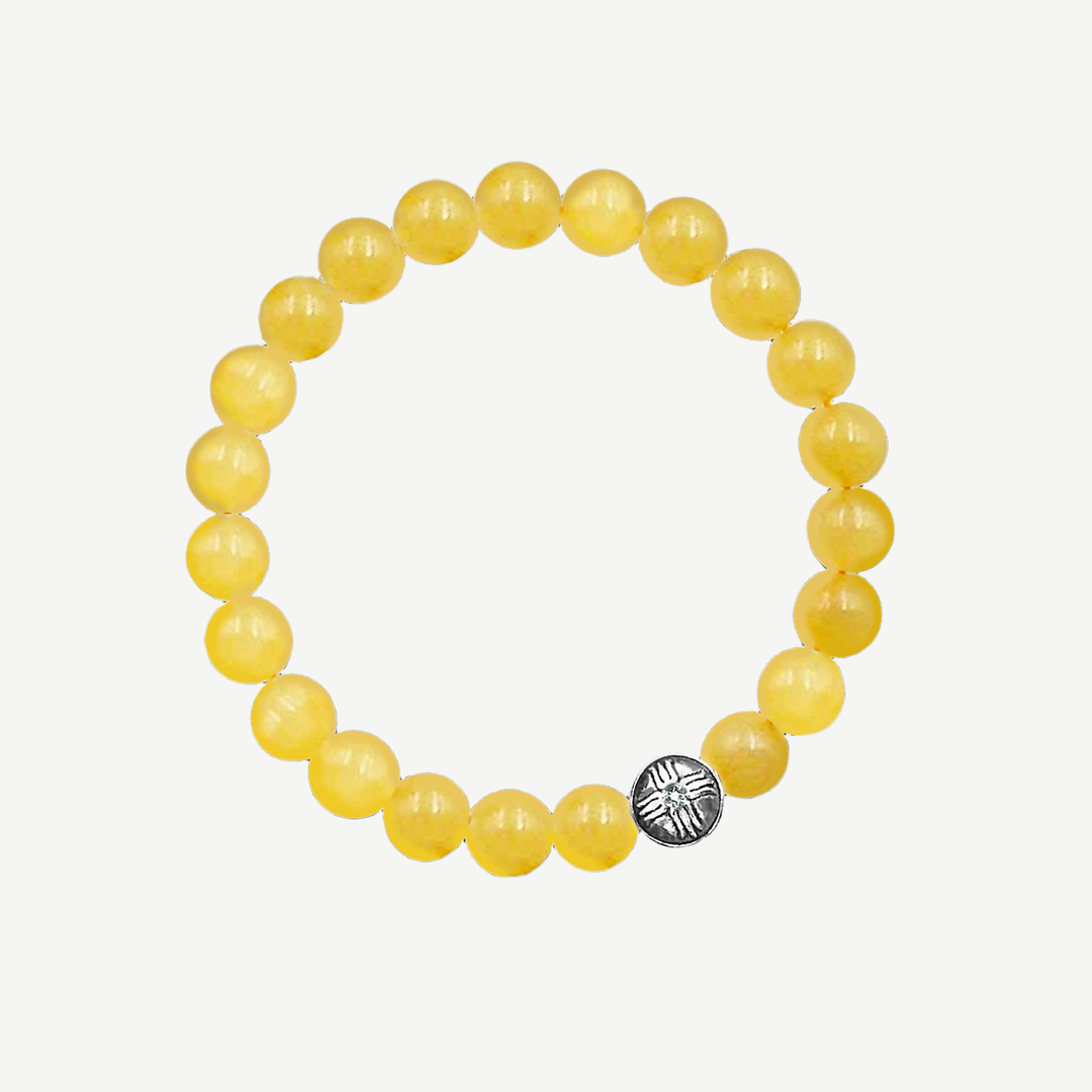 Spiritual Beads Bracelet Yellow Jade, 8mm — finished light background #F5F5F3 — source image 1