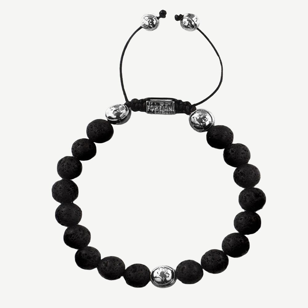 Summit Men’s Beaded Bracelet Lava Stone, 6mm — finished light background #F5F5F3 — source image 1