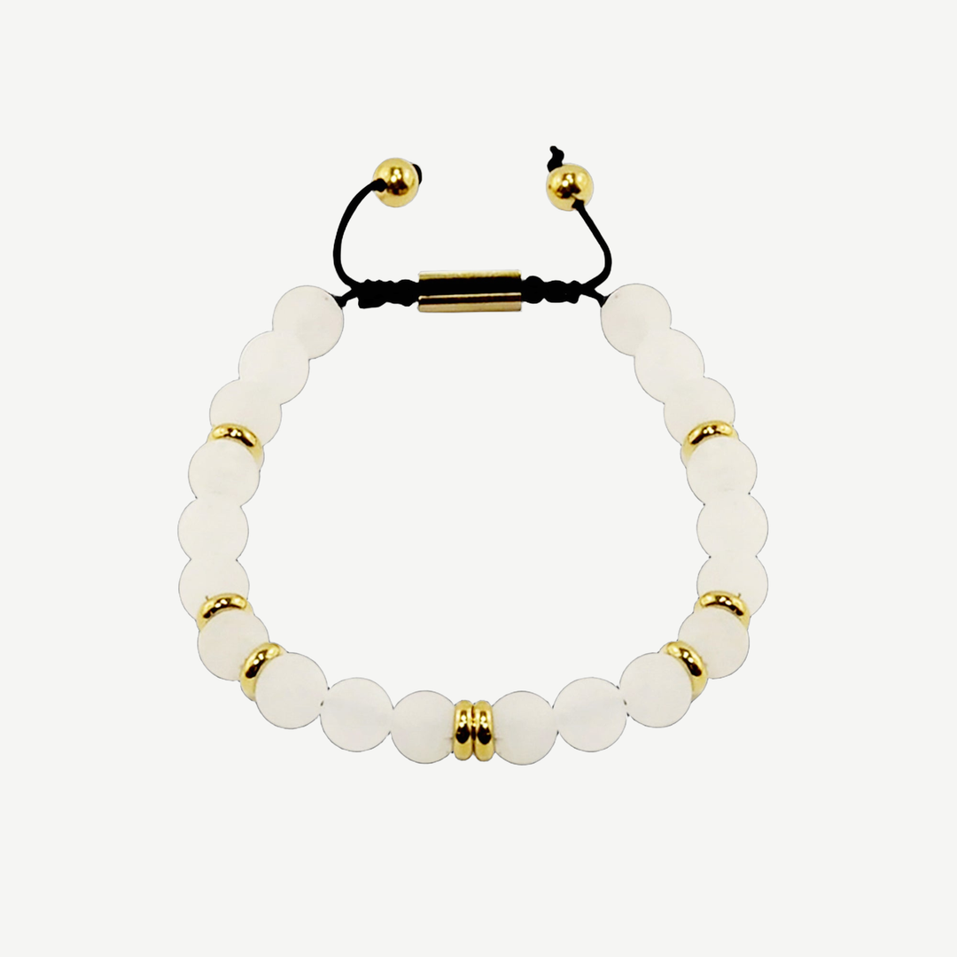 Summit Men’s Beaded Bracelet Moonstone Gold, 6mm — finished light background #F5F5F3 — source image 1