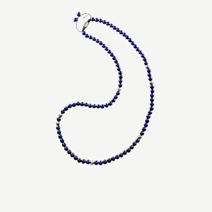 Summit Men’s Beaded Necklace Lapis Lazuli — finished light background #F5F5F3 — source image 2