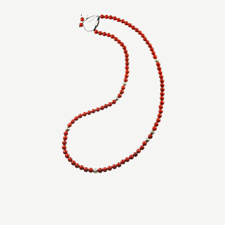Summit Men’s Beaded Necklace Red Jasper — finished light background #F5F5F3 — source image 1