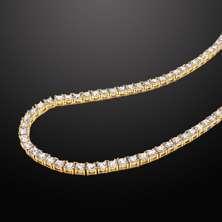 Men's Zircon Tennis Chain Necklace Gold
