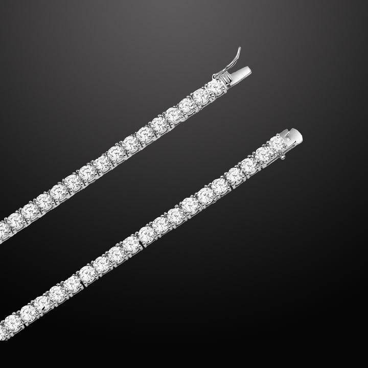 Men's Zircon Tennis Chain Necklace Silver