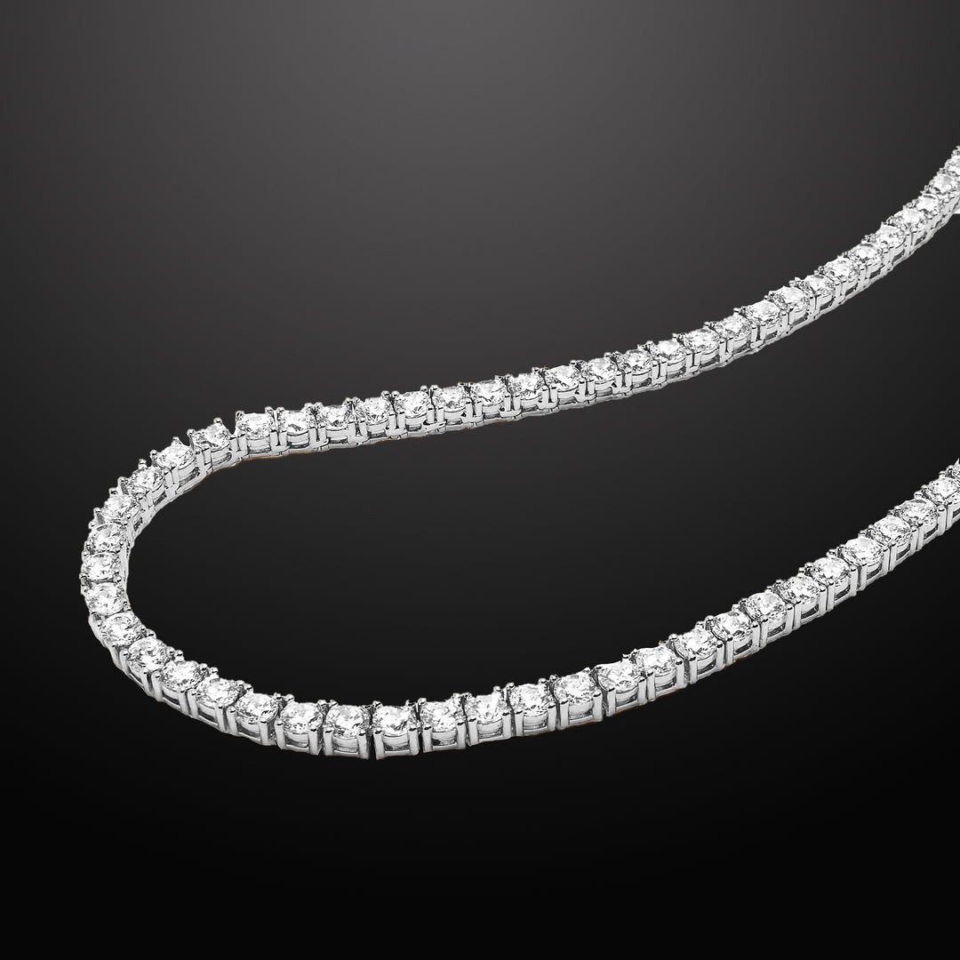 Men's Zircon Tennis Chain Necklace Silver