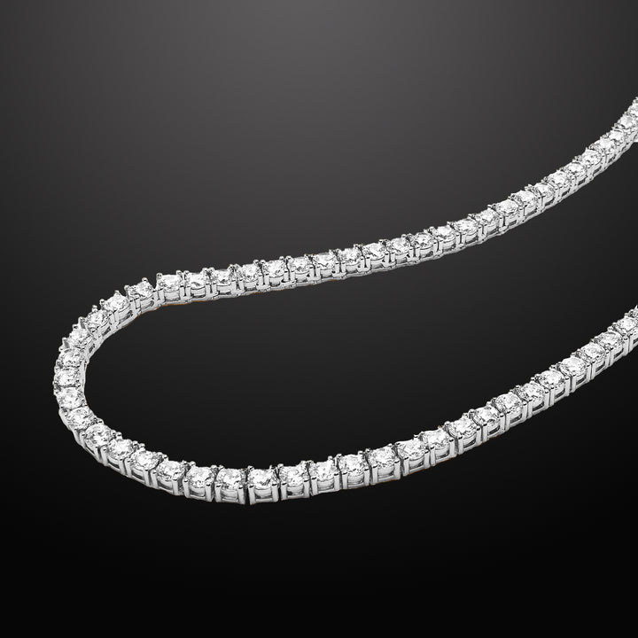 Men's Zircon Tennis Chain Necklace Silver