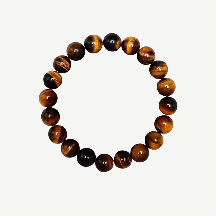 Tiger's Eye Beaded Bracelet for Men, 10mm — finished light background #F5F5F3 — source image 1