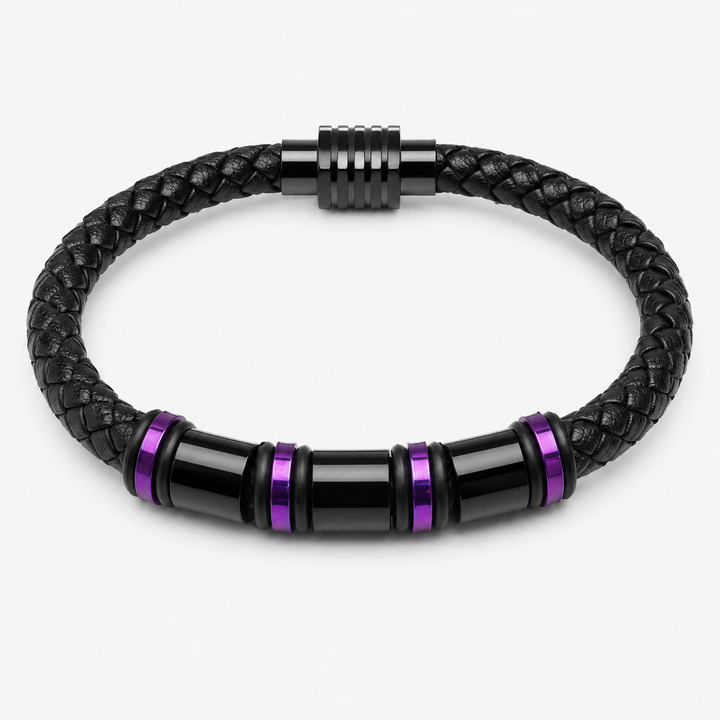 Titanium Leather and Steel Bracelet