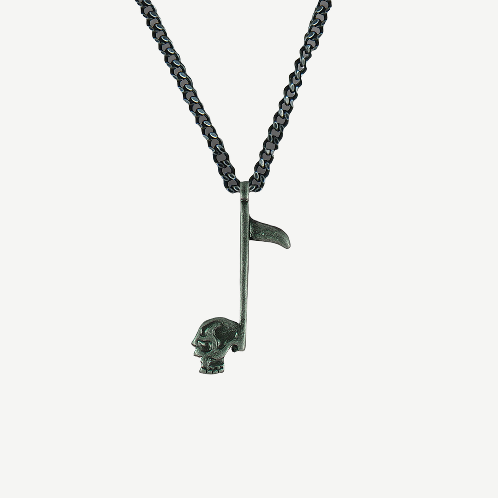Tomahawk Skull Axe Amulet Necklace — finished light background #F5F5F3 — source image 1