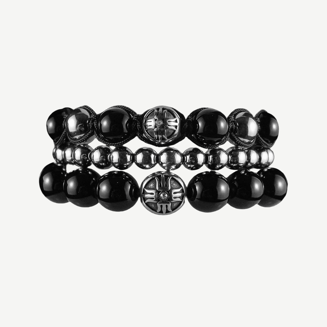 Triple Protection  Bracelets Stack — finished light background #F5F5F3 — source image 1