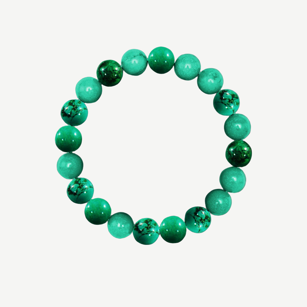 Turquoise Beaded Bracelet for Men, 10mm — finished light background #F5F5F3 — source image 1