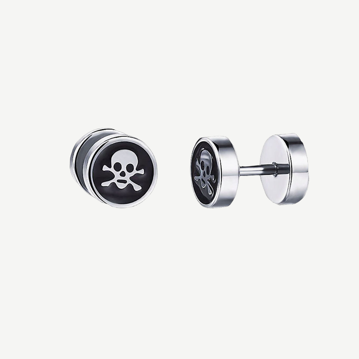 Vortex Skull Stud Earrings - Pair — finished light background #F5F5F3 — source image 1