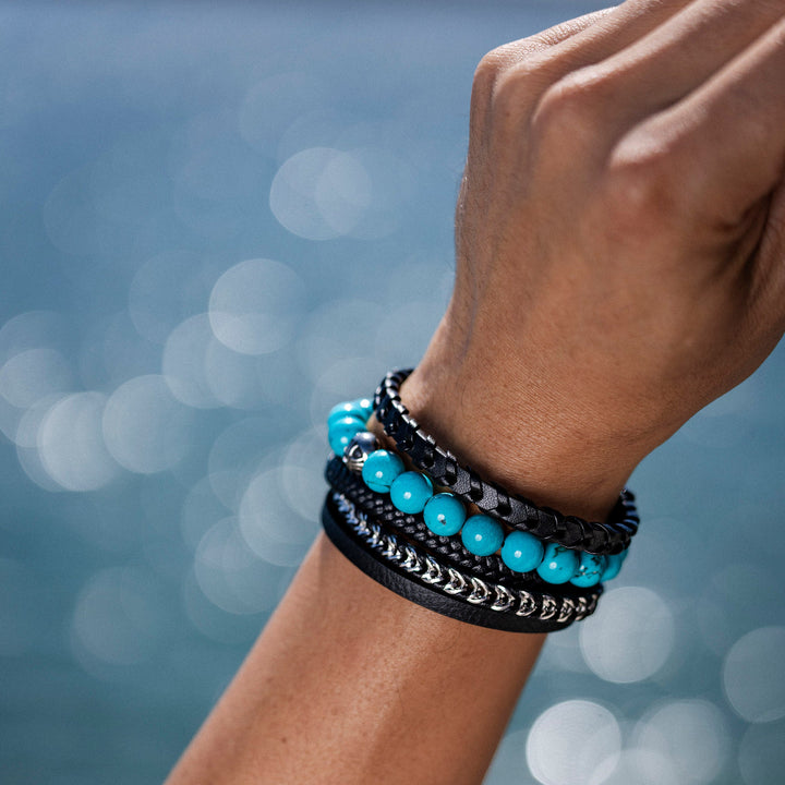 Strata Leather & Chain Bracelet