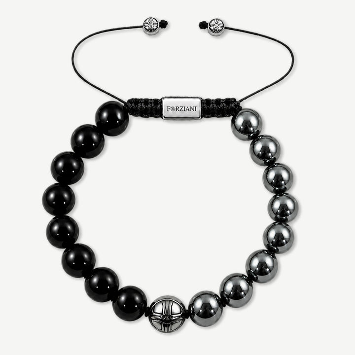 Ion Hematite and Black Onyx Beads Bracelet, 10mm