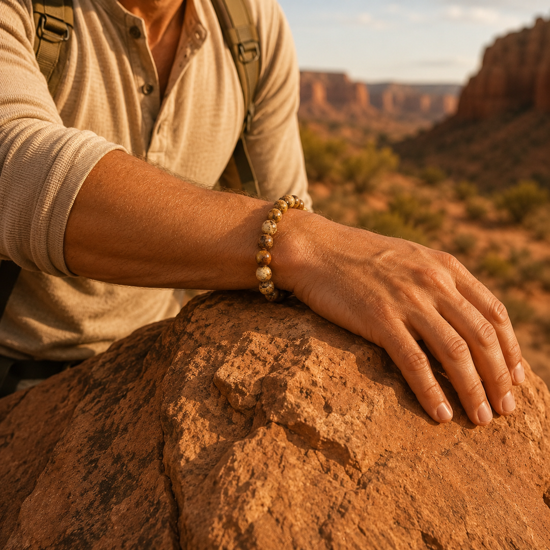 Jasper Beaded Bracelet for Men, 10mm