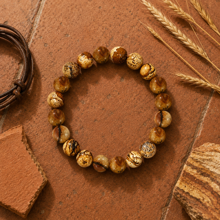 Jasper Beaded Bracelet for Men, 10mm