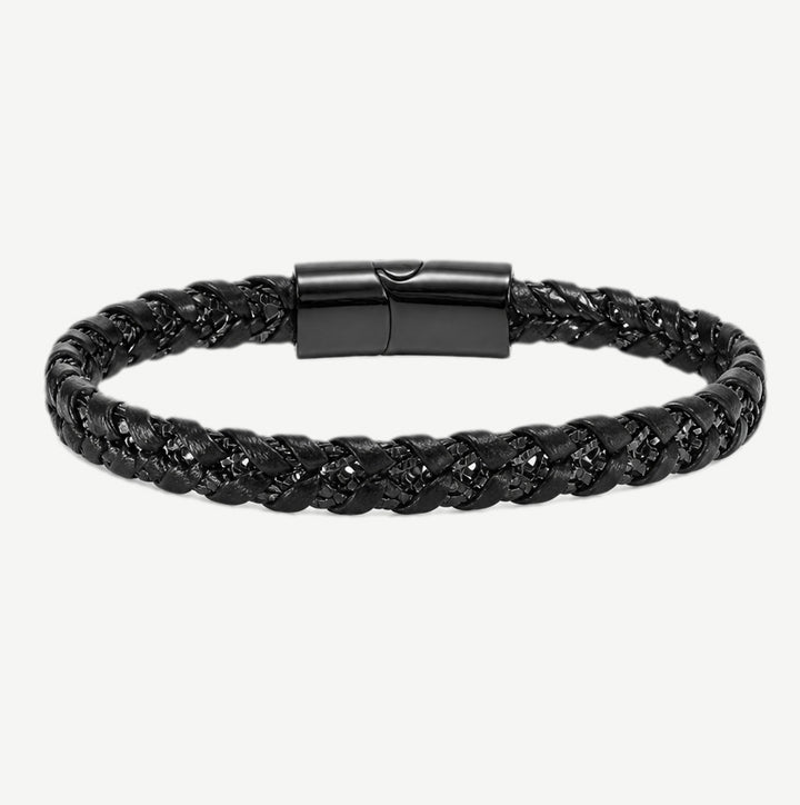 Kanso Braided Black Leather Bracelet