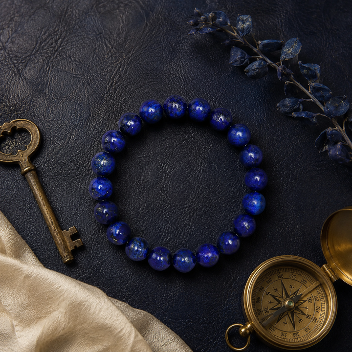 Lapis Beaded Bracelet for Men, 10mm