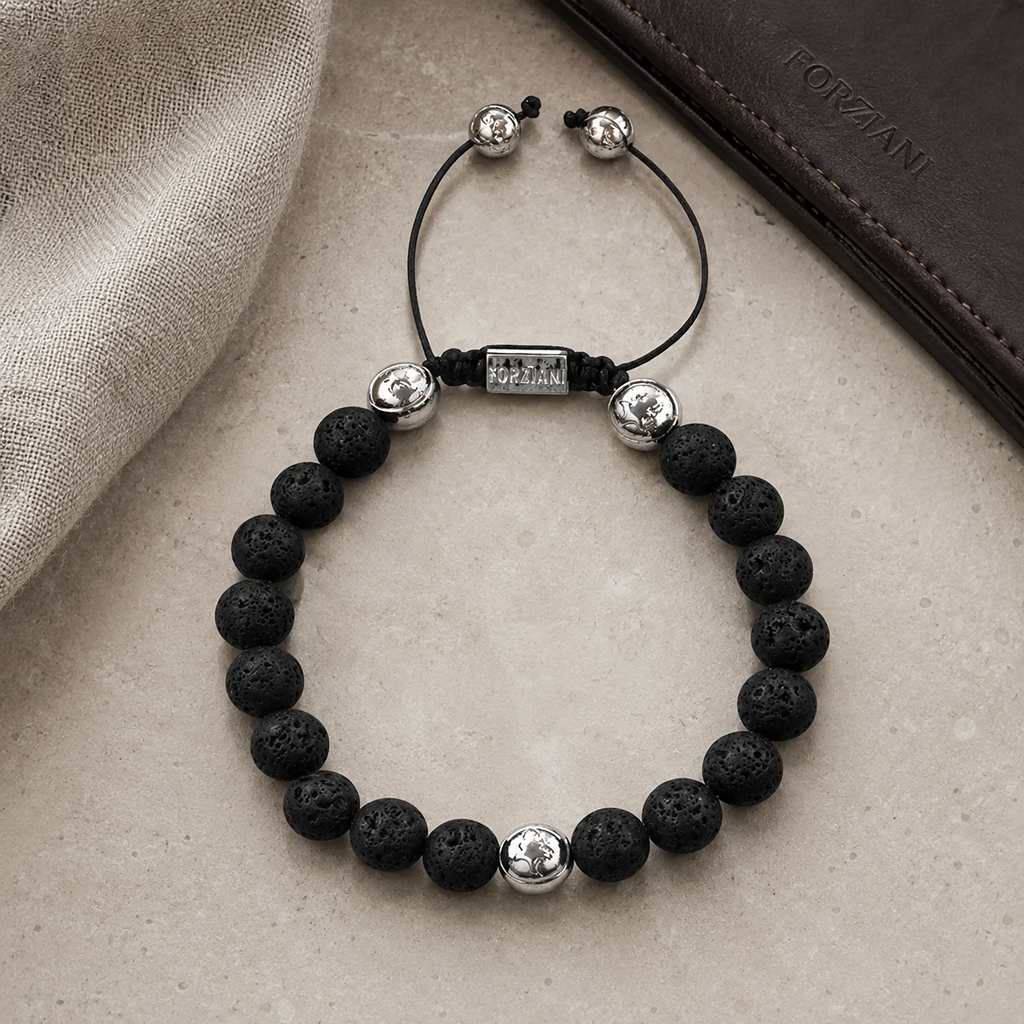 Summit Men’s Beaded Bracelet Lava Stone, 6mm