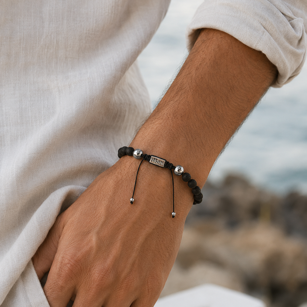 Summit Men’s Beaded Bracelet Lava Stone, 6mm